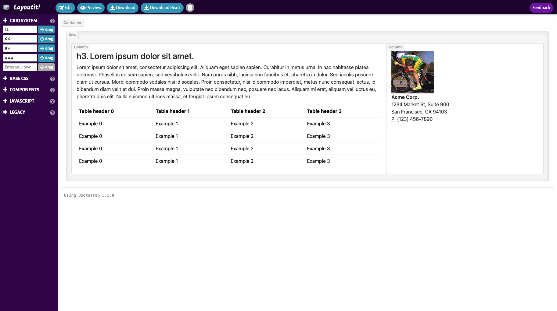 LayoutIt! interface builder preview
